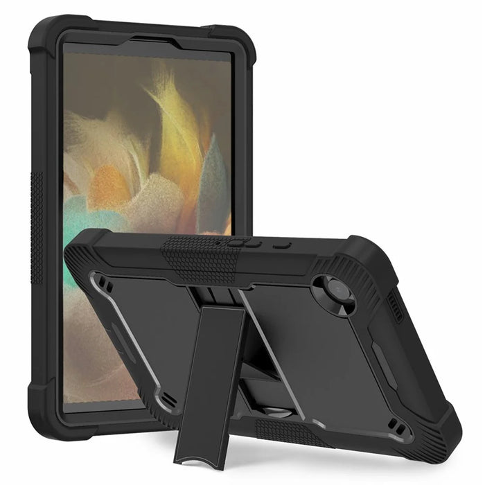 For Samsung Galaxy Tab A11 / A9 Kickstand Cover Silicone + PC Defender Shockproof Tablet Case - Black - 1