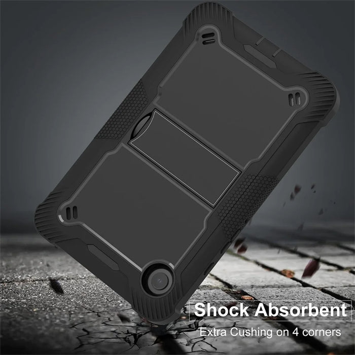 For Samsung Galaxy Tab A11 / A9 Kickstand Cover Silicone + PC Defender Shockproof Tablet Case - Black - 5