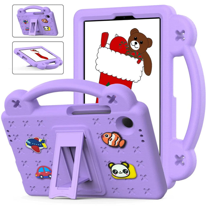 For Samsung Galaxy Tab A11 / A9 Case EVA Tablet Cover Anti-Drop Kickstand Case with Grip Handle - Purple - 1