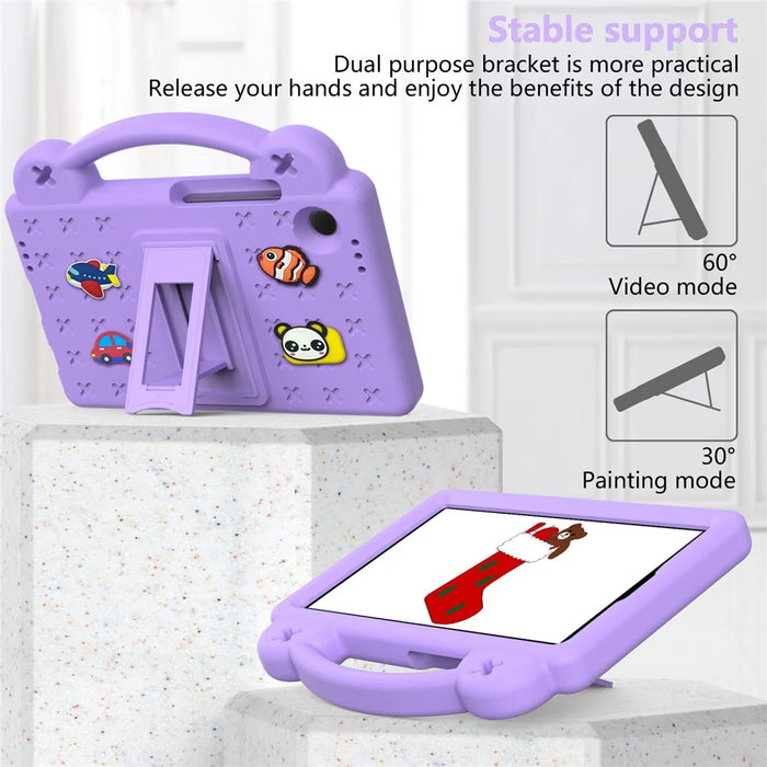 For Samsung Galaxy Tab A11 / A9 Case EVA Tablet Cover Anti-Drop Kickstand Case with Grip Handle - Purple - 3