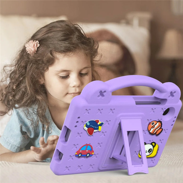 For Samsung Galaxy Tab A11 / A9 Case EVA Tablet Cover Anti-Drop Kickstand Case with Grip Handle - Purple - 4