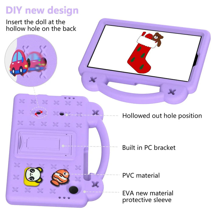 For Samsung Galaxy Tab A11 / A9 Case EVA Tablet Cover Anti-Drop Kickstand Case with Grip Handle - Purple - 6