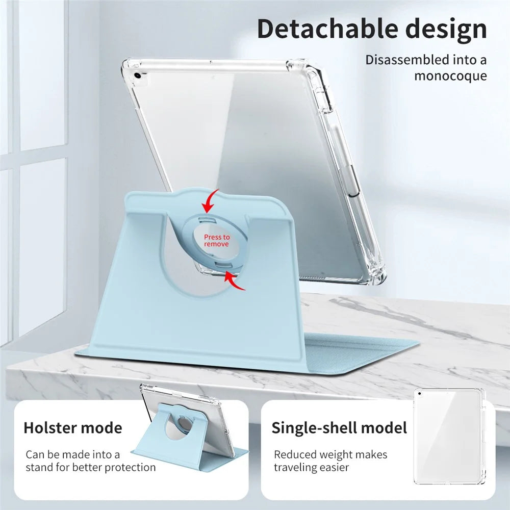 For iPad 9.7-inch (2017) / (2018) / iPad Air (2013) / Air 2 Case Kickstand Detachable Tablet Cover - Baby Blue - 5