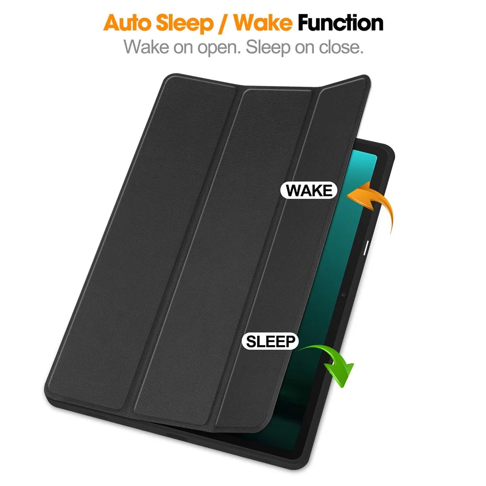 For Samsung Galaxy Tab S9 FE+ / Tab S9+ Case PU Leather+TPU Auto Sleep / Wake Tablet Cover with Pencil Holder - Black - 3
