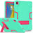 For Samsung Galaxy Tab A9+ Case Dual Color Silicone + PC Kickstand Cover - Mint Green+Rose PC - 1