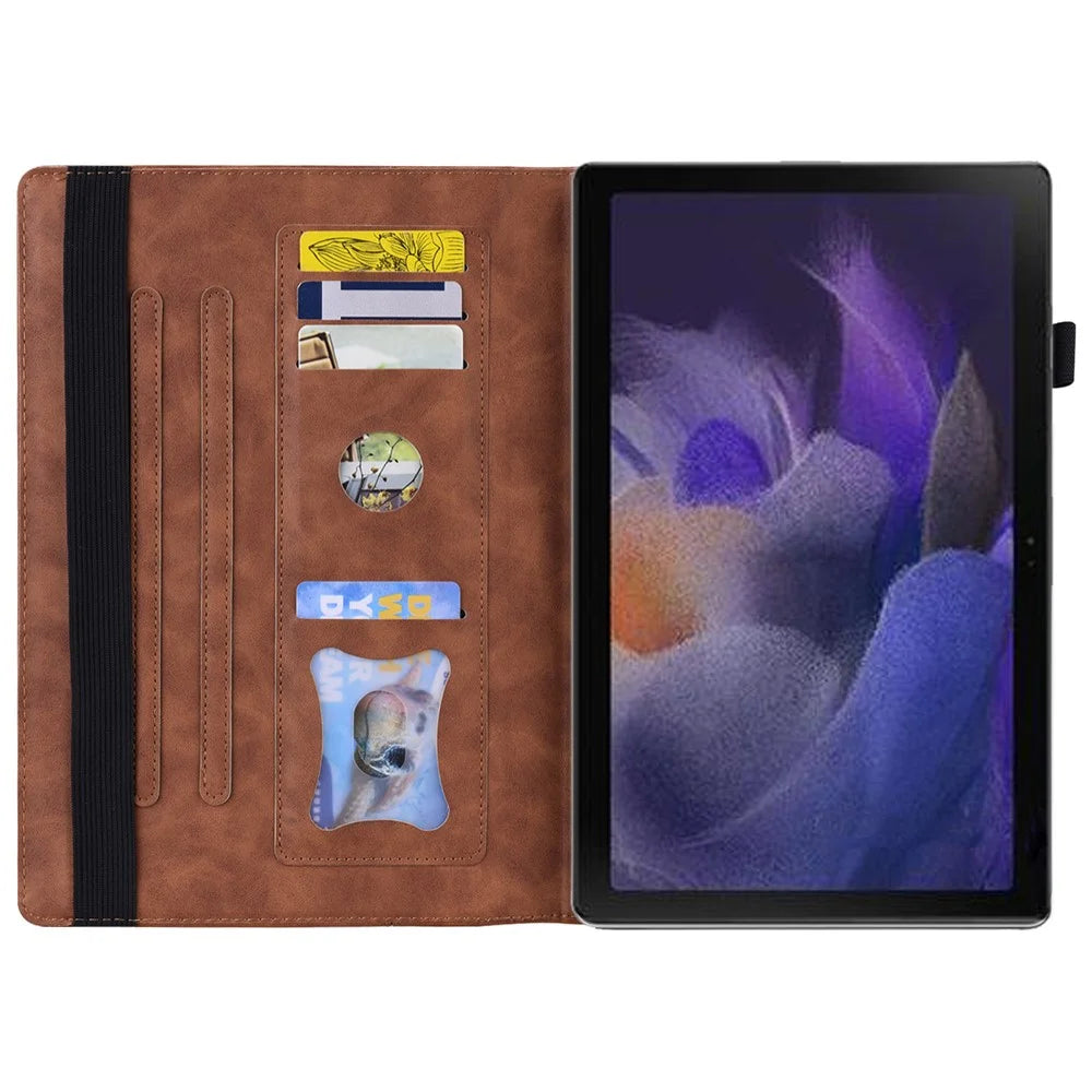 For Samsung Galaxy Tab A9+ PU Leather Tablet Case Wallet Stand Anti-scratch Cover - Brown - 2
