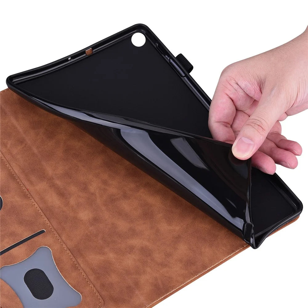 For Samsung Galaxy Tab A9+ PU Leather Tablet Case Wallet Stand Anti-scratch Cover - Brown - 5