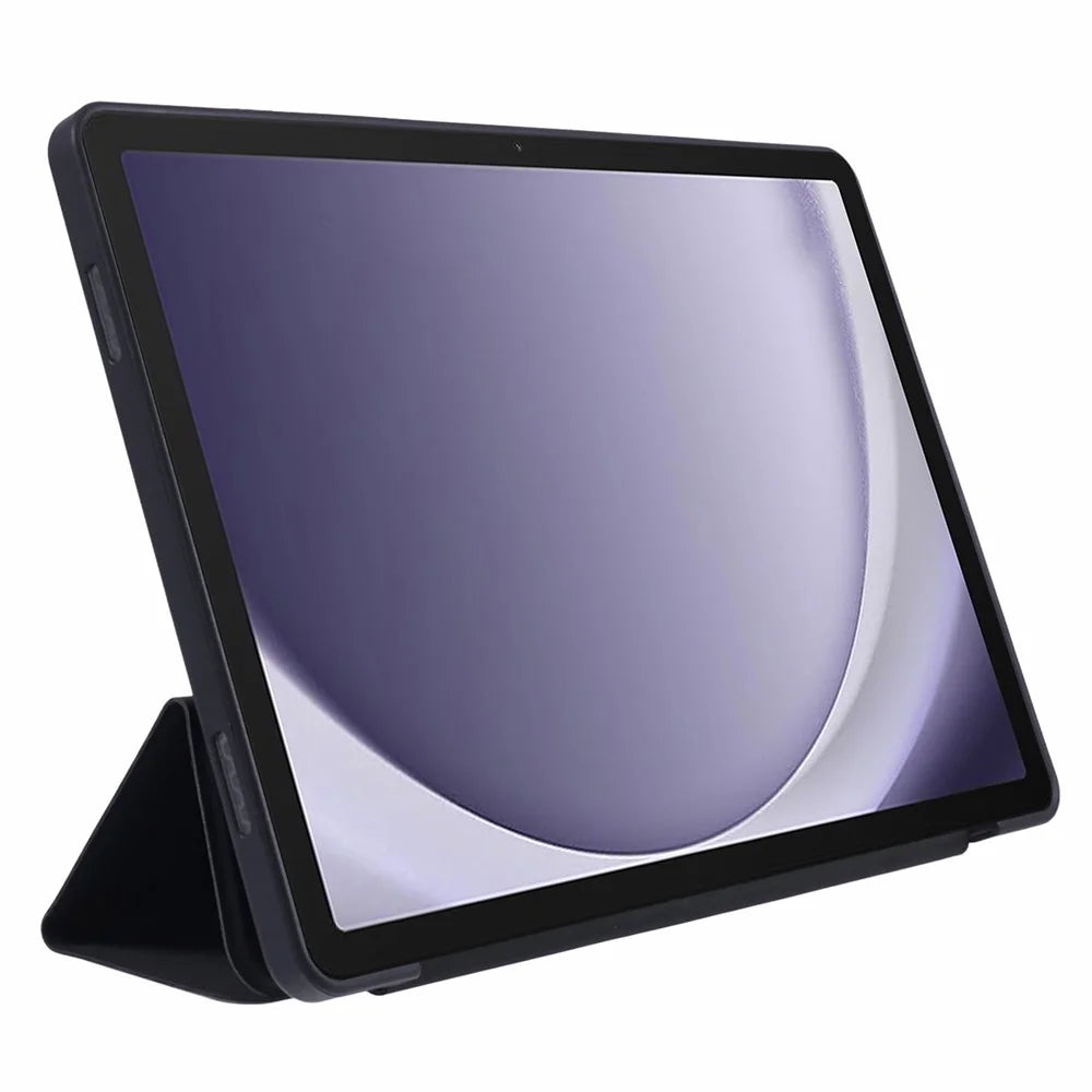 For Samsung Galaxy Tab A9 Tri-fold Stand Cover PU Leather Honeycomb Texture Tablet Case - Black - 6