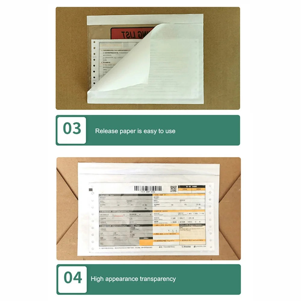 100Pcs 13x9cm Clear Mailing Bags Self Seal Posting Envelopes Packing Storage Back Bags - 5
