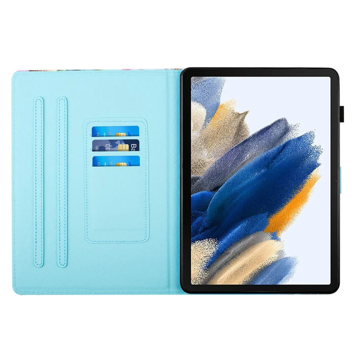For Samsung Galaxy Tab A11 / A9 Case Pattern Printing Card Holder PU Leather Cover - Owl - 2
