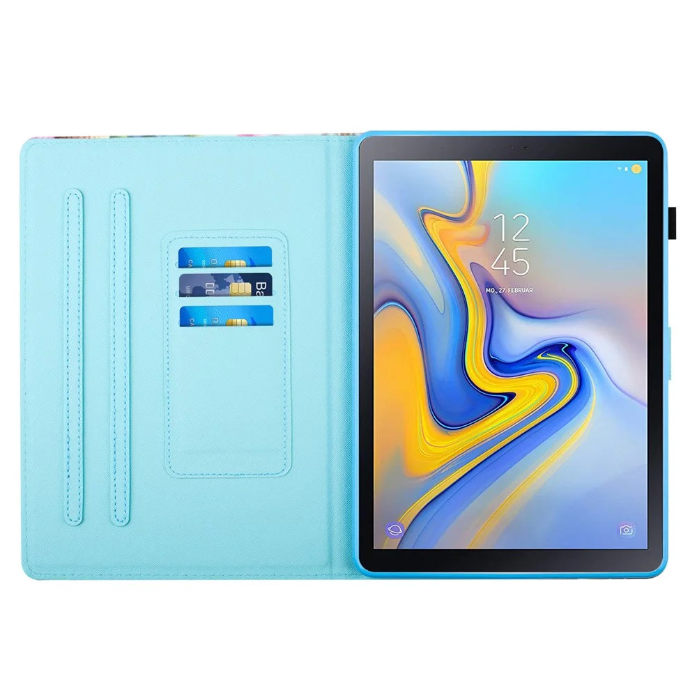 For Samsung Galaxy Tab A 10.5 (2018) T590 T595 Leather Case Card Slots Tablet Stand Cover - Coconut Palm - 2