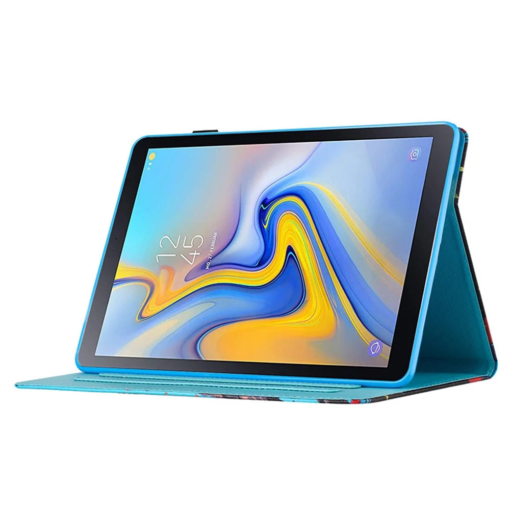 For Samsung Galaxy Tab A 10.5 (2018) T590 T595 Leather Case Card Slots Tablet Stand Cover - Coconut Palm - 3