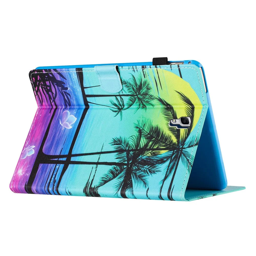 For Samsung Galaxy Tab A 10.5 (2018) T590 T595 Leather Case Card Slots Tablet Stand Cover - Coconut Palm - 4