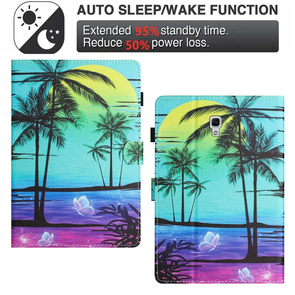 For Samsung Galaxy Tab A 10.5 (2018) T590 T595 Leather Case Card Slots Tablet Stand Cover - Coconut Palm - 6
