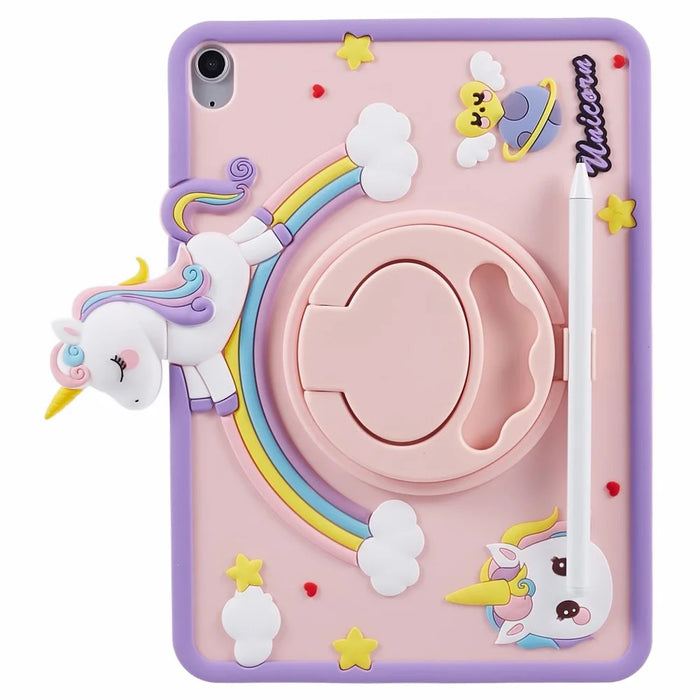 For iPad (2025) / 10.9 (2022) Silicone Case Rotation Kickstand Cute Horse Tablet Cover - 2
