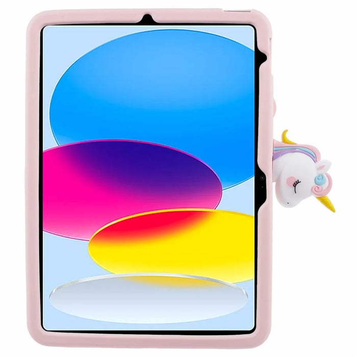 For iPad (2025) / 10.9 (2022) Silicone Case Rotation Kickstand Cute Horse Tablet Cover - 3