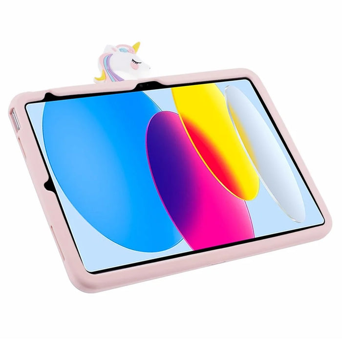 For iPad (2025) / 10.9 (2022) Silicone Case Rotation Kickstand Cute Horse Tablet Cover - 6