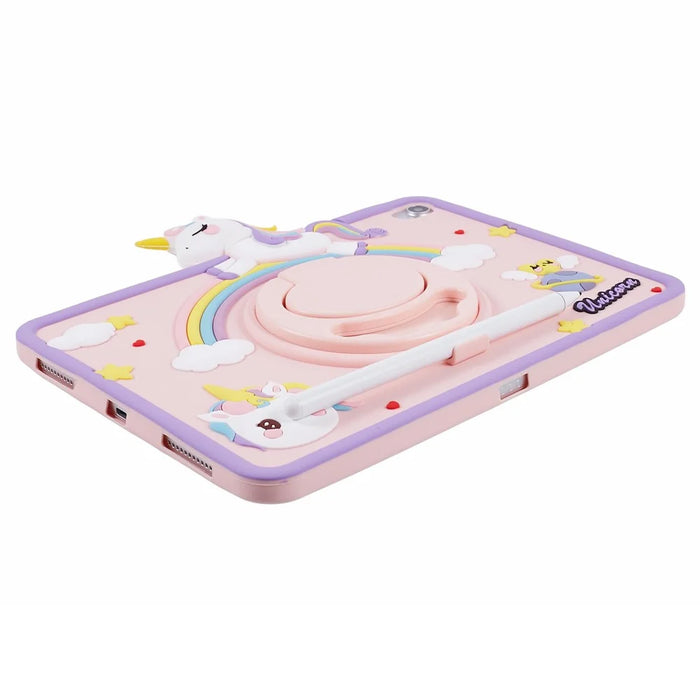 For iPad (2025) / 10.9 (2022) Silicone Case Rotation Kickstand Cute Horse Tablet Cover - 7