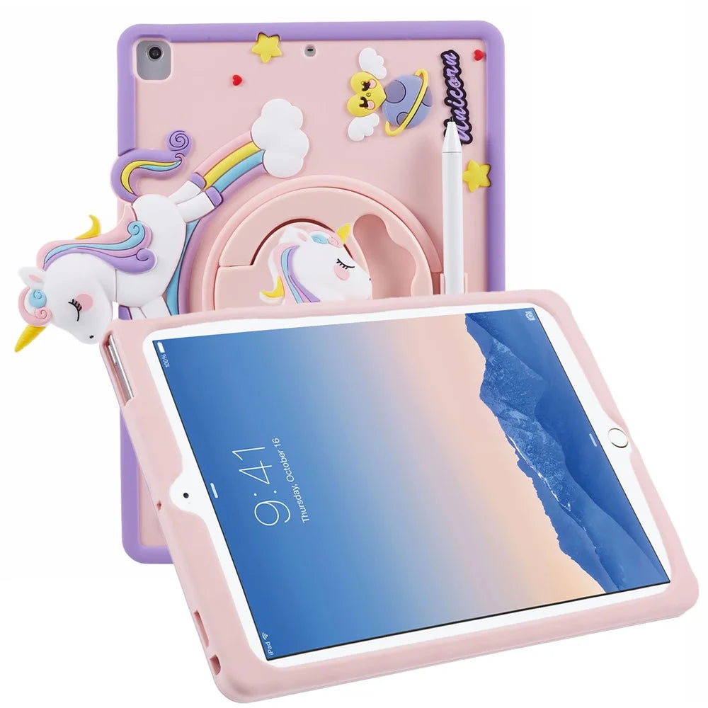 For iPad 9.7-inch (2017) / (2018) / iPad Air (2013) / Air 2 Case Cartoon Horse Design Tablet Kickstand Cover - 1