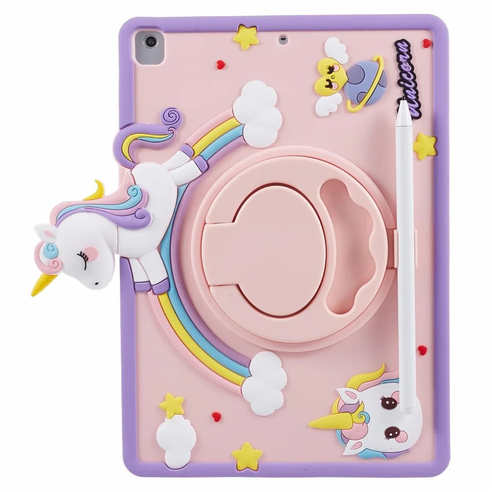 For iPad 9.7-inch (2017) / (2018) / iPad Air (2013) / Air 2 Case Cartoon Horse Design Tablet Kickstand Cover - 2