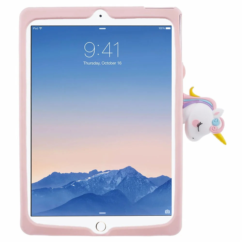 For iPad 9.7-inch (2017) / (2018) / iPad Air (2013) / Air 2 Case Cartoon Horse Design Tablet Kickstand Cover - 3