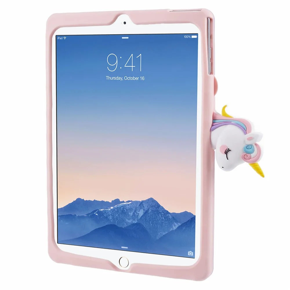 For iPad 9.7-inch (2017) / (2018) / iPad Air (2013) / Air 2 Case Cartoon Horse Design Tablet Kickstand Cover - 4