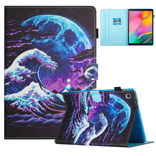 For Samsung Galaxy Tab S6 Lite (2024) / S6 Lite (2022) / S6 Lite (2020) SM-P610 P615 Leather Case Card Slots Tablet Stand Cover - Sea Wave - 1
