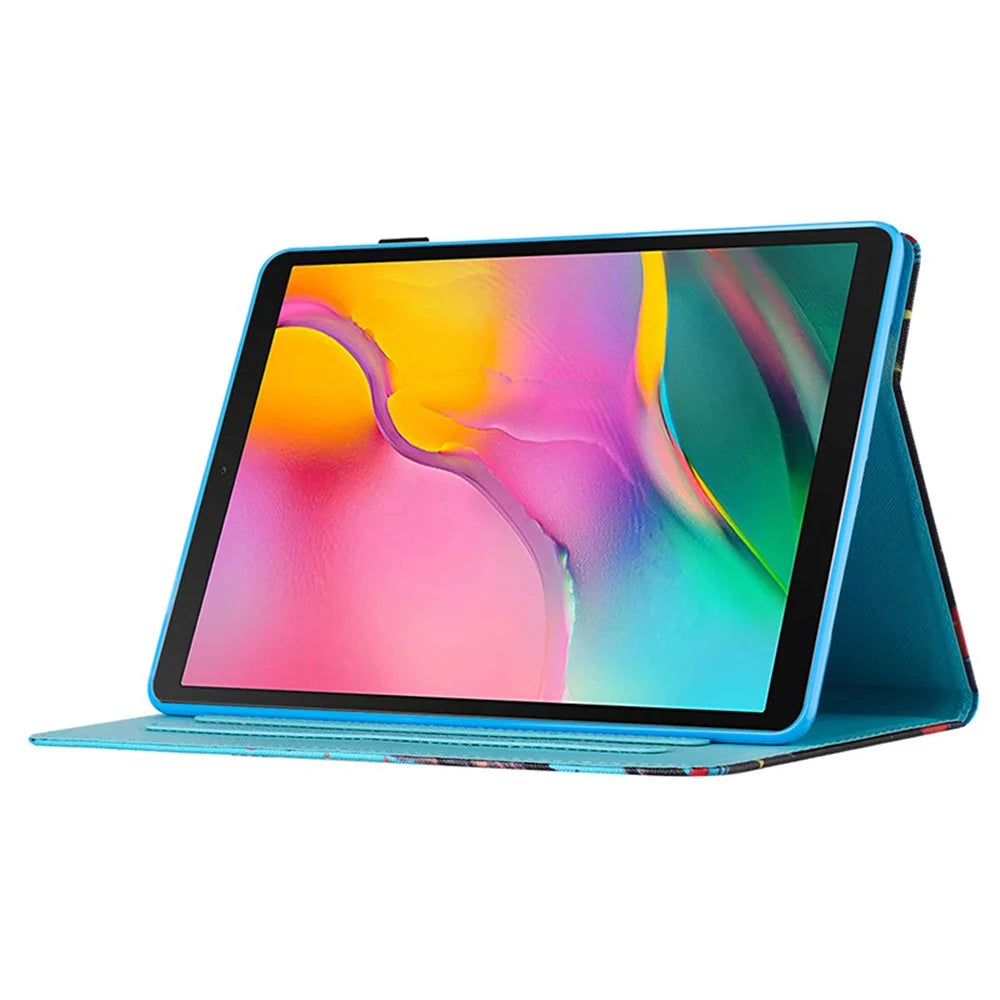 For Samsung Galaxy Tab S6 Lite (2024) / S6 Lite (2022) / S6 Lite (2020) SM-P610 P615 Leather Case Card Slots Tablet Stand Cover - Sea Wave - 3