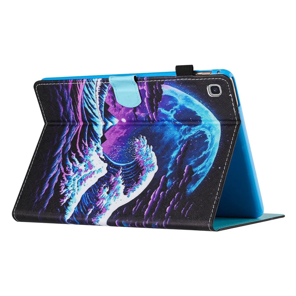 For Samsung Galaxy Tab S6 Lite (2024) / S6 Lite (2022) / S6 Lite (2020) SM-P610 P615 Leather Case Card Slots Tablet Stand Cover - Sea Wave - 4