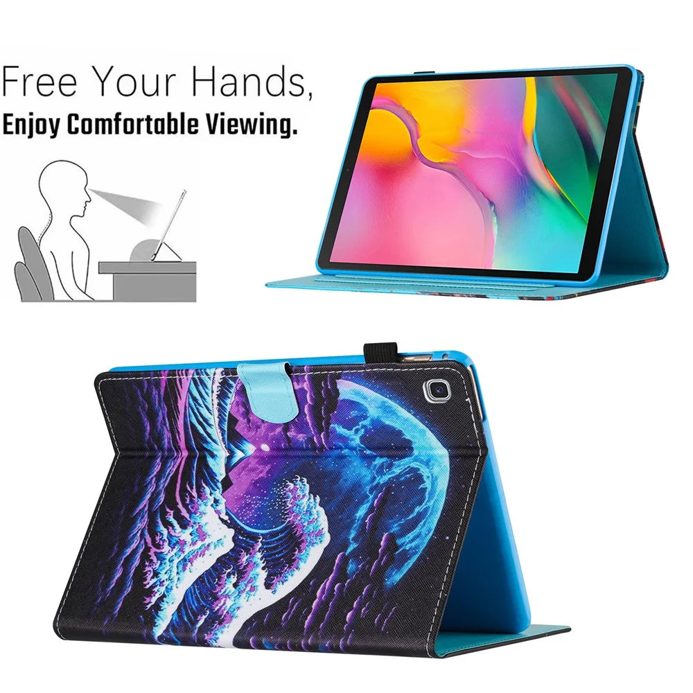 For Samsung Galaxy Tab S6 Lite (2024) / S6 Lite (2022) / S6 Lite (2020) SM-P610 P615 Leather Case Card Slots Tablet Stand Cover - Sea Wave - 5