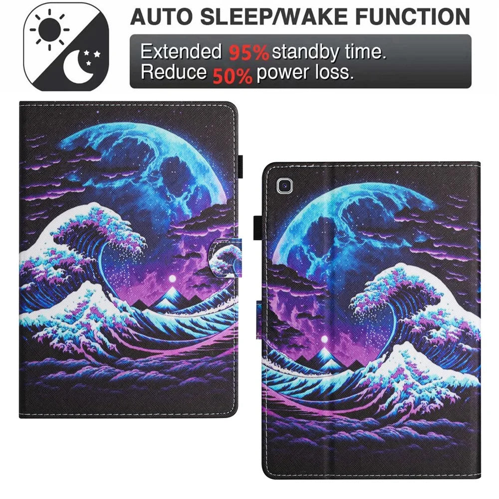 For Samsung Galaxy Tab S6 Lite (2024) / S6 Lite (2022) / S6 Lite (2020) SM-P610 P615 Leather Case Card Slots Tablet Stand Cover - Sea Wave - 6