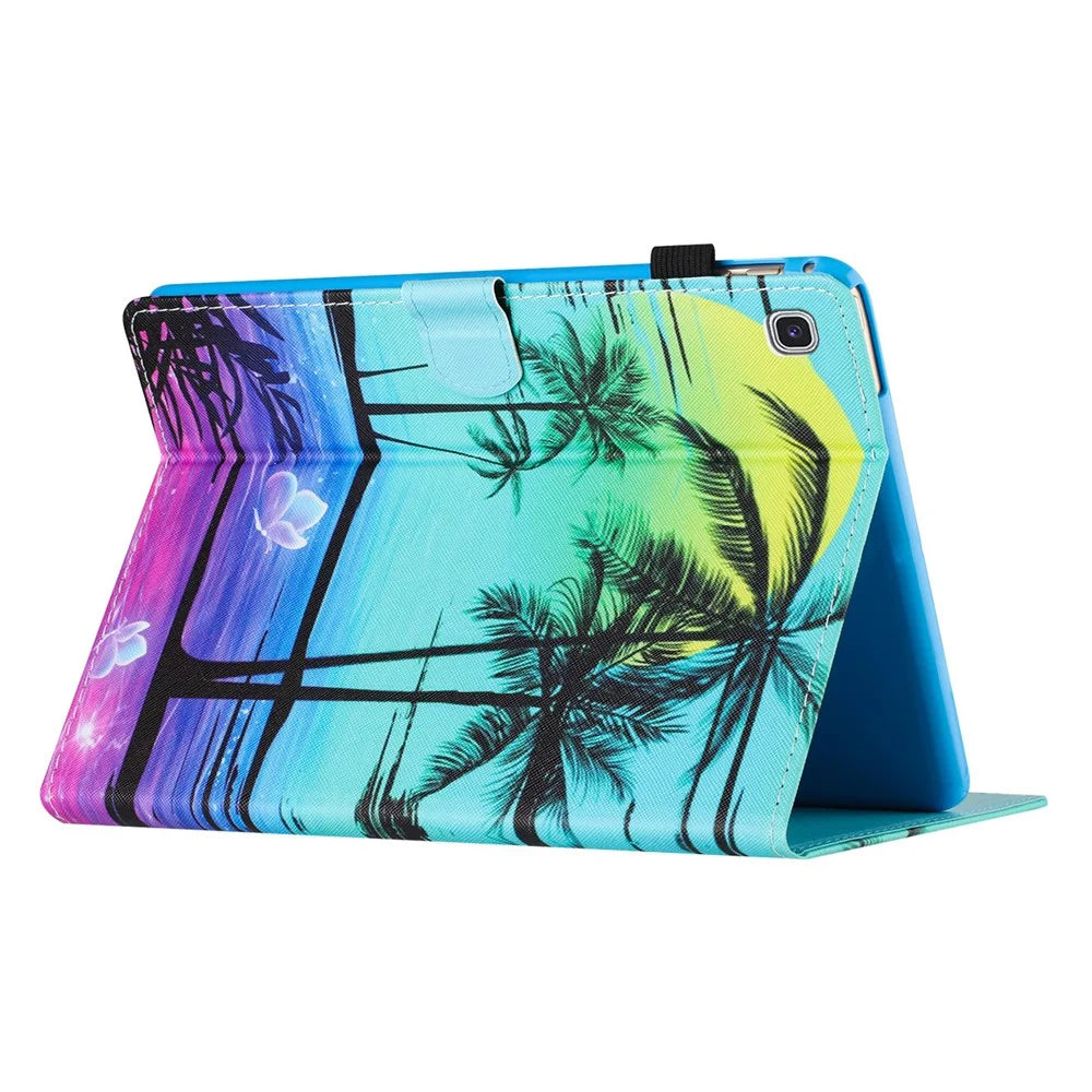 For Samsung Galaxy Tab A7 Lite 8.7-inch T220 / T225 Case Pattern Printing Card Holder Tablet Cover - Coconut Palm - 4