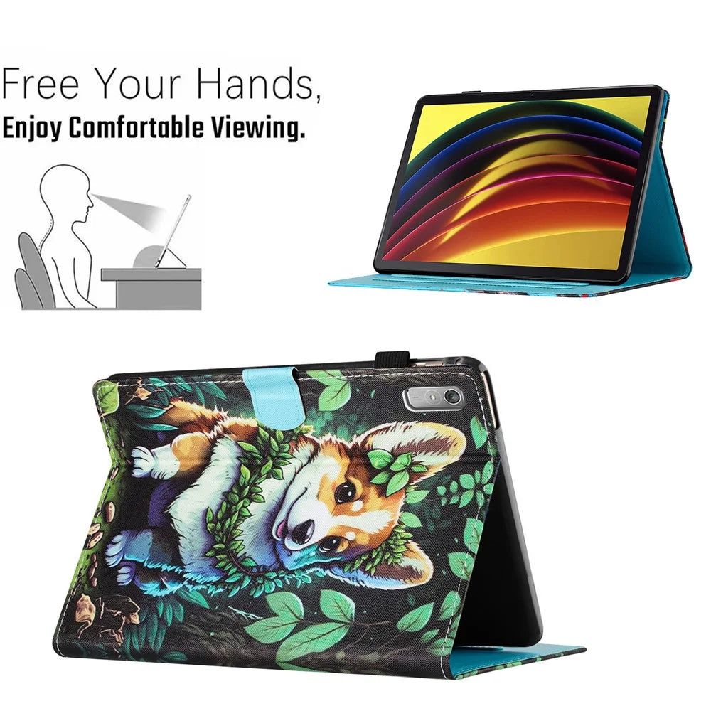 For Lenovo Tab P11 Gen 2 TB-350 Case Pattern Printing Leather Card Holder Tablet Cover - Corgi - 5