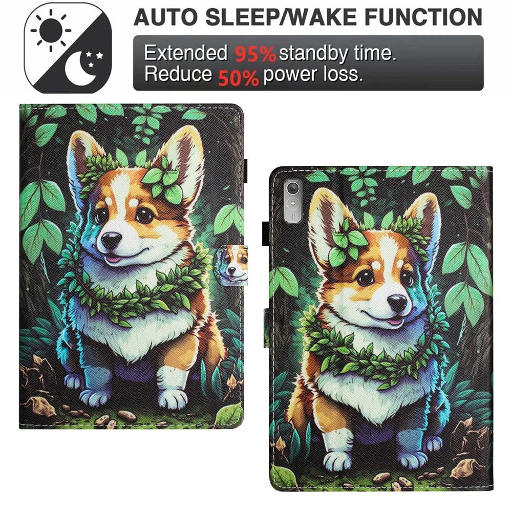 For Lenovo Tab P11 Gen 2 TB-350 Case Pattern Printing Leather Card Holder Tablet Cover - Corgi - 6