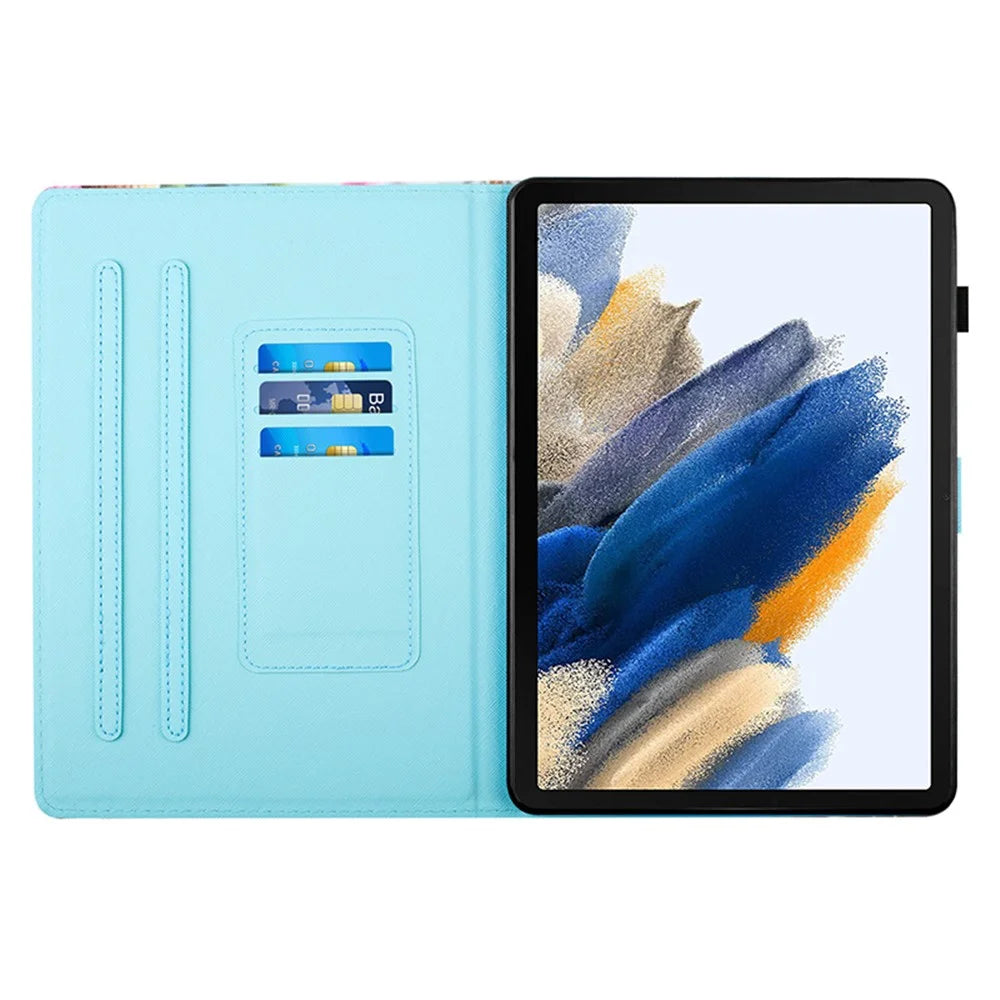 For Lenovo Tab M10 (Gen 3) Case Pattern Printed Card Holder PU Leather Tablet Cover - Yellow Cat - 2