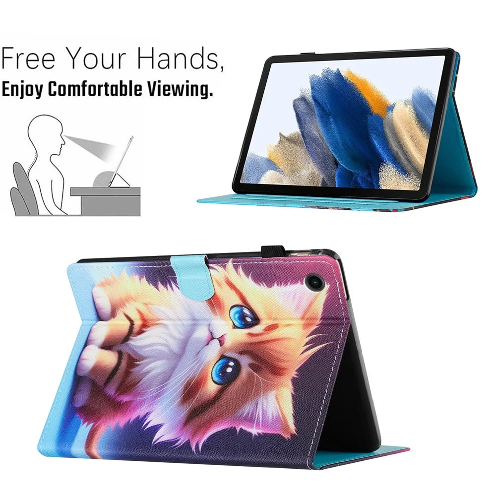 For Lenovo Tab M10 (Gen 3) Case Pattern Printed Card Holder PU Leather Tablet Cover - Yellow Cat - 5