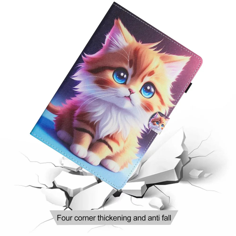 For Lenovo Tab M10 (Gen 3) Case Pattern Printed Card Holder PU Leather Tablet Cover - Yellow Cat - 7