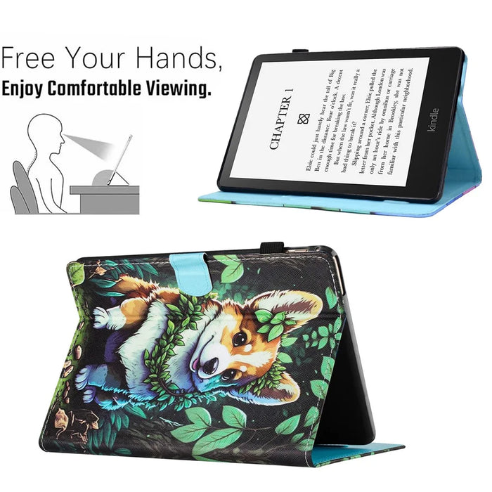 For Amazon Kindle 11th (2024) / 6'' (2022) Case Pattern Printing Leather Wallet E-Reader Cover - Corgi - 5