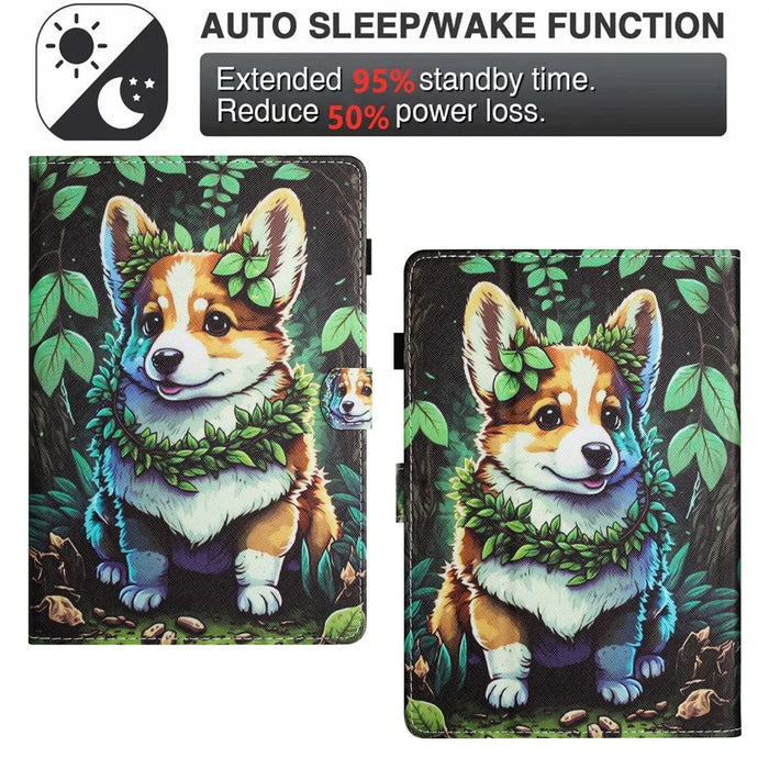 For Amazon Kindle 11th (2024) / 6'' (2022) Case Pattern Printing Leather Wallet E-Reader Cover - Corgi - 6