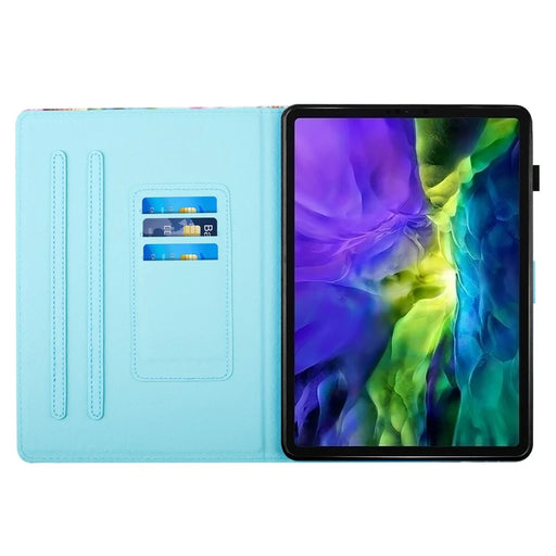 For iPad (2025) / 10.9 (2022) Case PU Leather Card Holder Pattern Printed Tablet Cover - Raccoon - 2