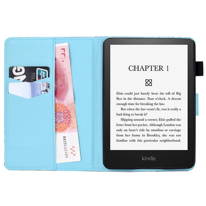 For Amazon Kindle Paperwhite 5 (2021) Case Stylish Pattern Leather Wallet E-reader Cover - Owl - 2