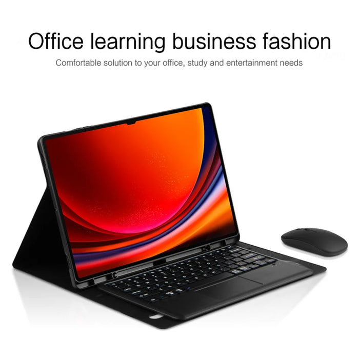 For Samsung Galaxy Tab S10 Ultra / S9 Ultra / S8 Ultra Case PU Leather Pen Slot Tablet Cover + Bluetooth-Compatible Keyboard with Touchpad - 2
