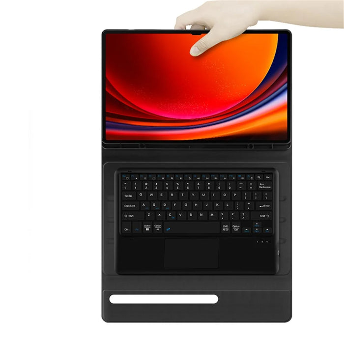 For Samsung Galaxy Tab S10 Ultra / S9 Ultra / S8 Ultra Case PU Leather Pen Slot Tablet Cover + Bluetooth-Compatible Keyboard with Touchpad - 4
