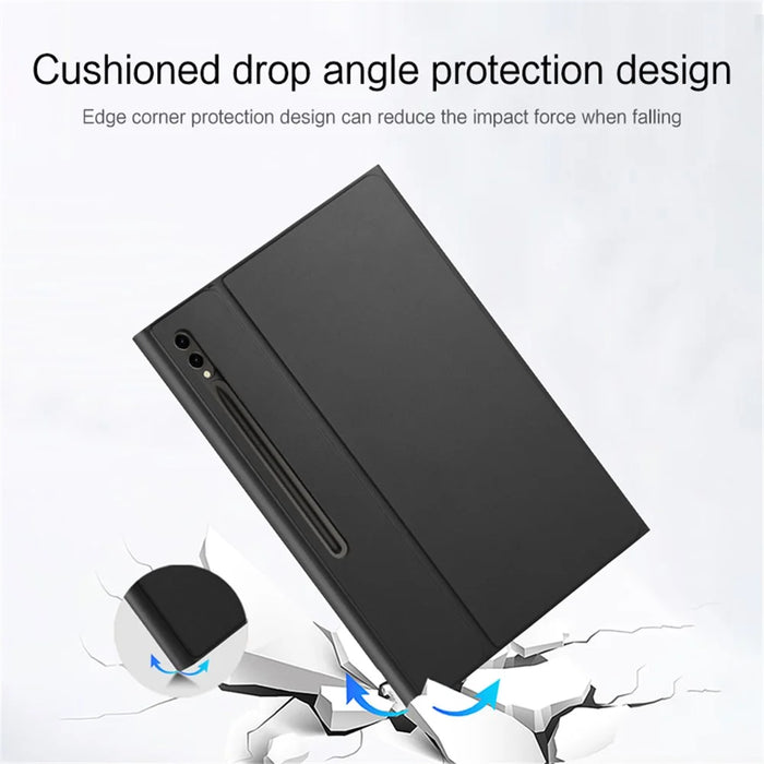 For Samsung Galaxy Tab S10 Ultra / S9 Ultra / S8 Ultra Case PU Leather Pen Slot Tablet Cover + Bluetooth-Compatible Keyboard with Touchpad - 5
