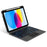 For iPad (2025) / 10.9 (2022) Leather Case + Bluetooth-Compatible Keyboard with Backlight Trackpad - Black - 2