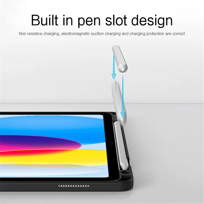 For iPad (2025) / 10.9 (2022) Leather Case + Bluetooth-Compatible Keyboard with Backlight Trackpad - Black - 6