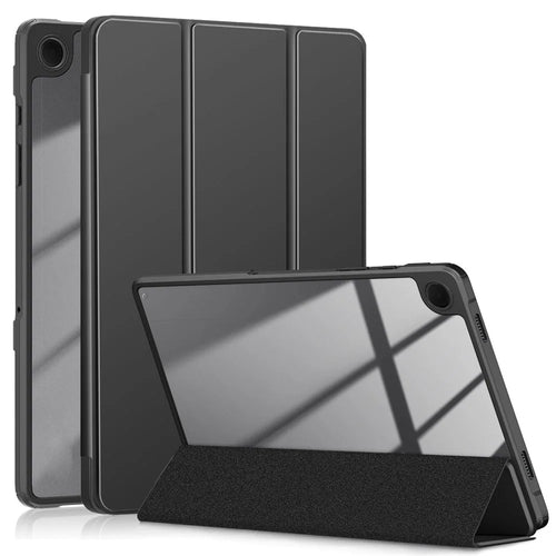 For Samsung Galaxy Tab A11+ / A9+ Case Leather+TPU+Acrylic Tri-fold Stand Cover - Black - 1