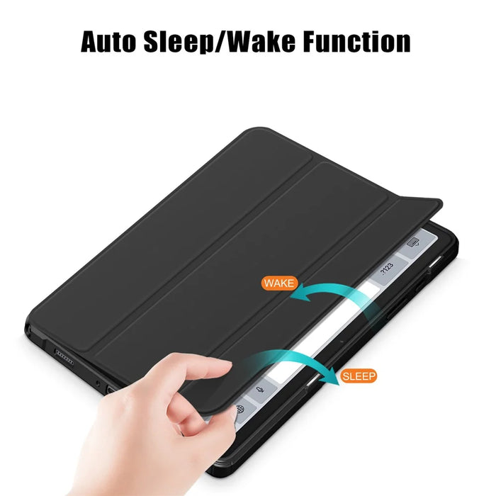 For Samsung Galaxy Tab A11+ / A9+ Case Leather+TPU+Acrylic Tri-fold Stand Cover - Black - 5
