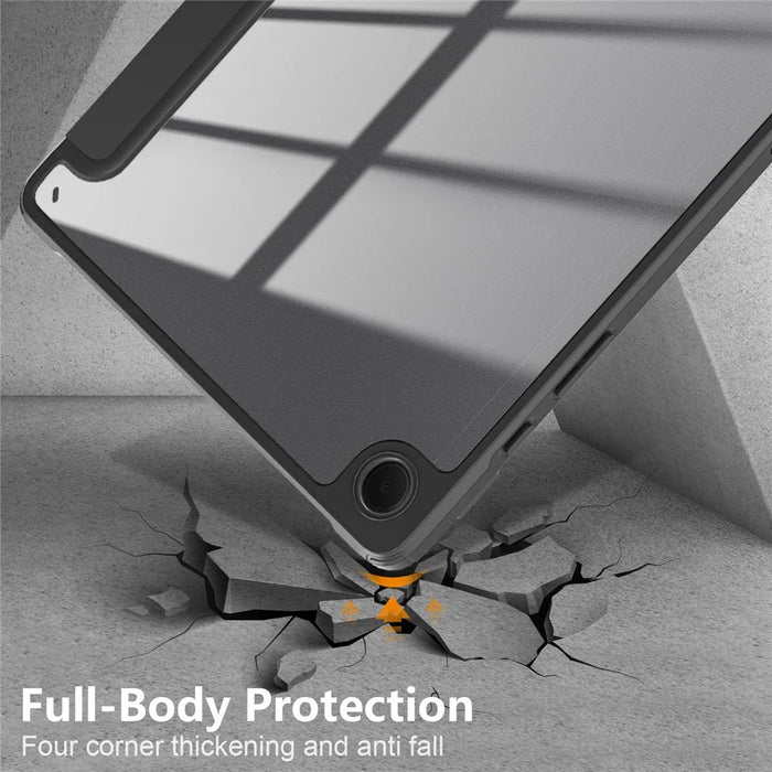 For Samsung Galaxy Tab A11+ / A9+ Case Leather+TPU+Acrylic Tri-fold Stand Cover - Black - 7