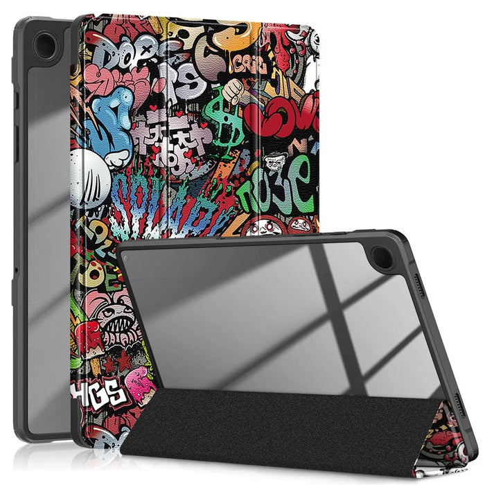 For Samsung Galaxy Tab A11+ / A9+ Case Tri-fold Stand Pattern Printing Tablet Cover - Graffiti - 1